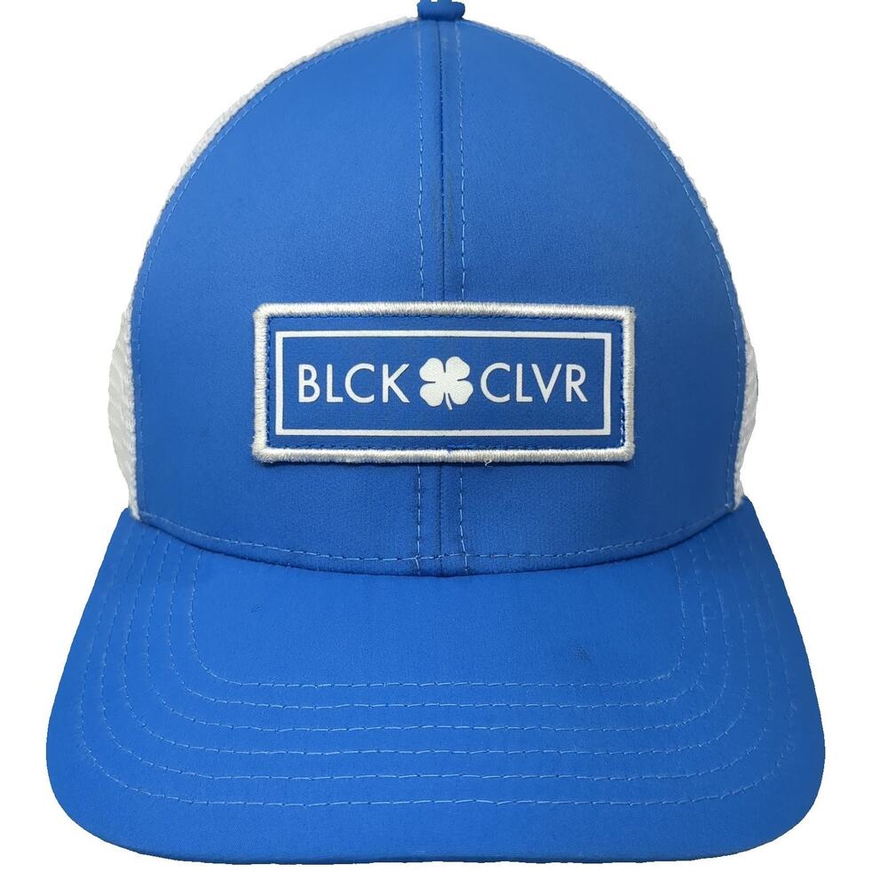 Black Clover Trucker Hat Blue One Size Live Lucky Snapback Mesh Back BLCK CLVR